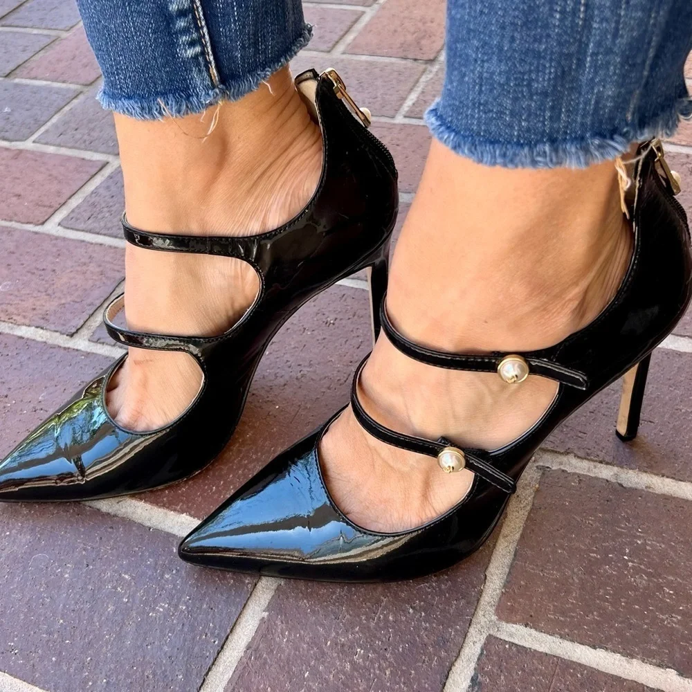 Louise et Cie Jolanie Pump Witchy Mary Jane Heels Black Patent Leather Size 10